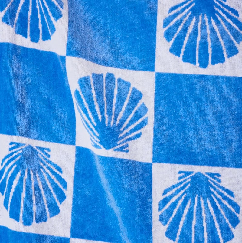 Velour Blue Shell Check Beach Towel