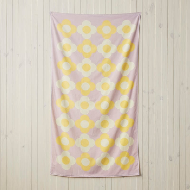 Velour Daisy Check Lilac Beach Towel