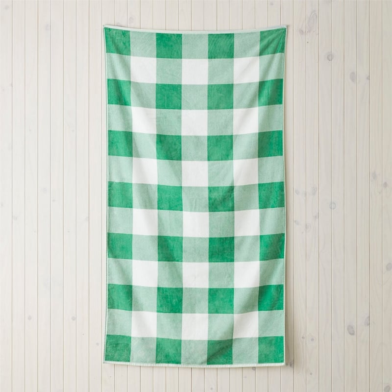 Velour Green Gingham Beach Towel