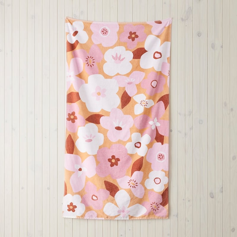 Velour Hawaiian Floral Pinks Beach Towel