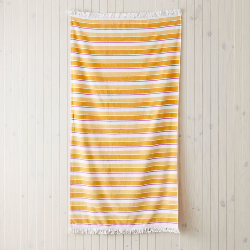 Velour Ocean Stripe Lemon Beach Towel