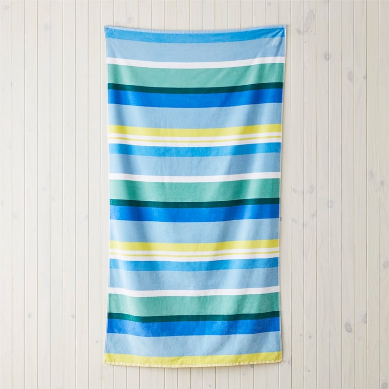 Velour Pacific Stripe Aqua Beach Towel