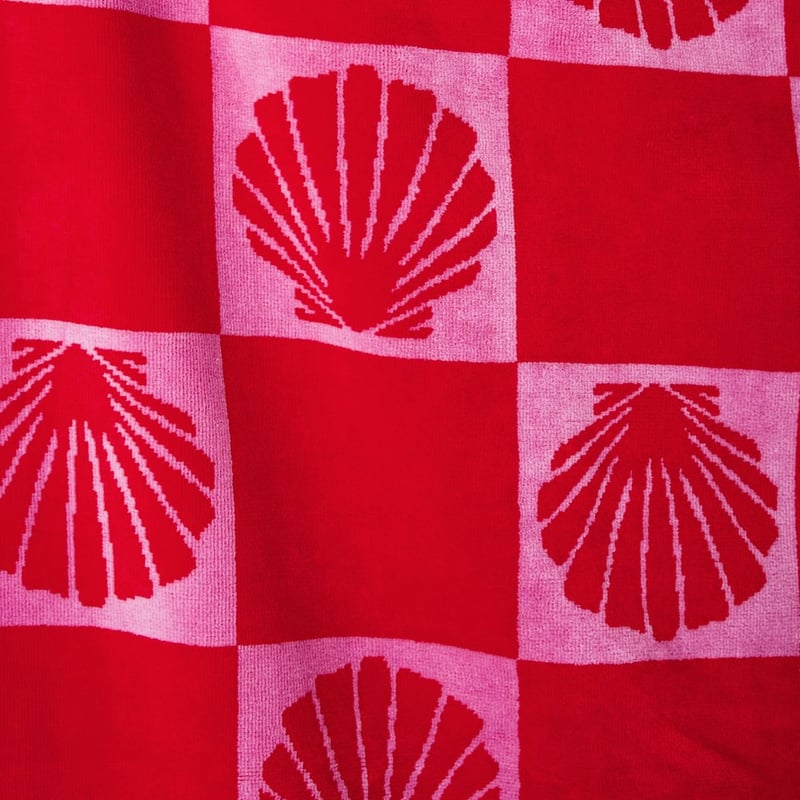 Velour Red Shell Check Beach Towel