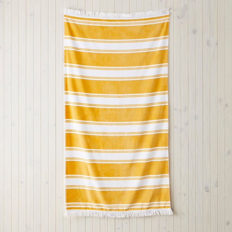 Velour Summer Stripe Yellow Beach Towel