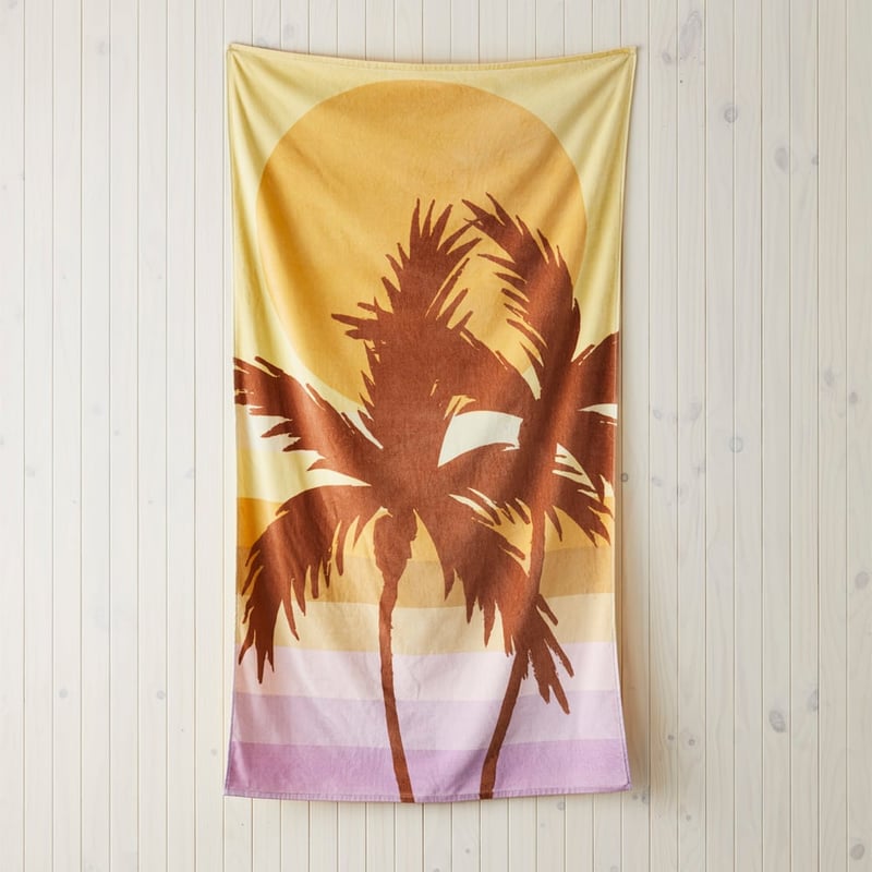 Velour Sunset Palm Lilac Beach Towel