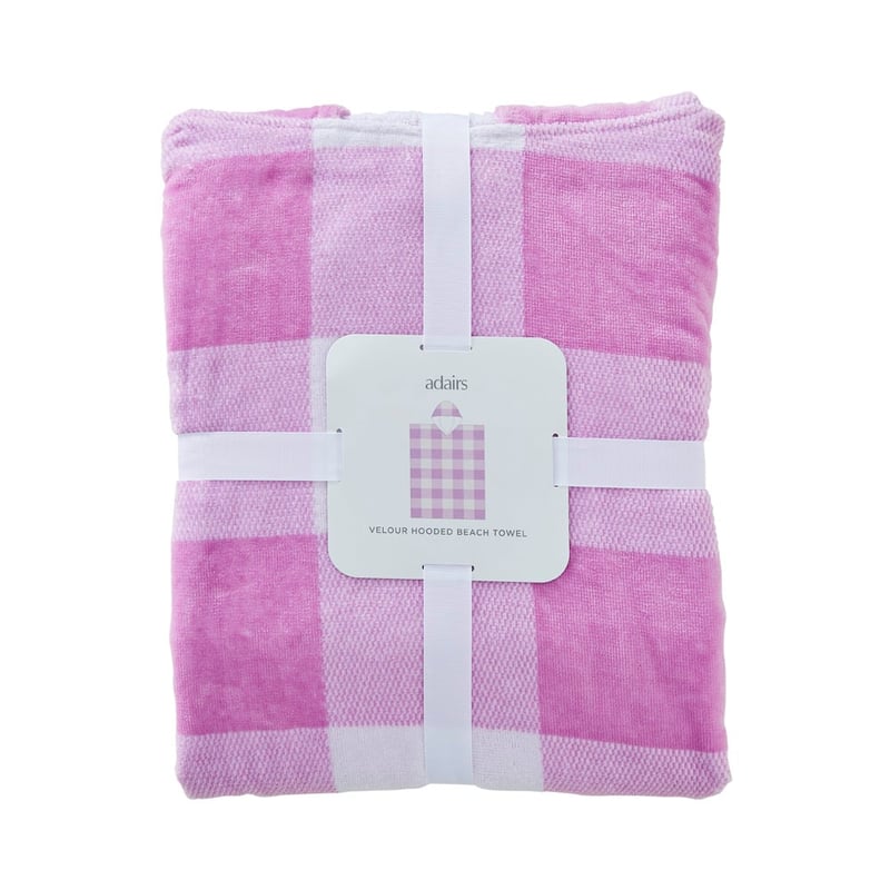 Velour Lilac Gingham Hooded Beach Towel