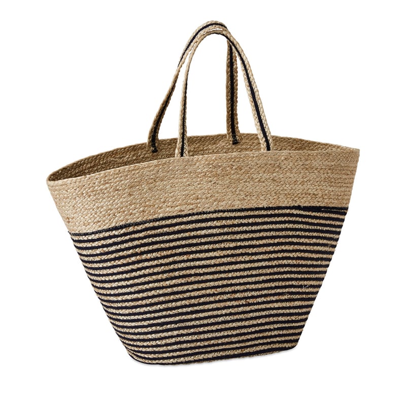 Jute Navy Stripe Beach Bag