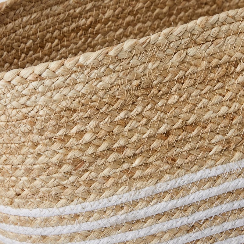 Jute White Stripe Beach Bag