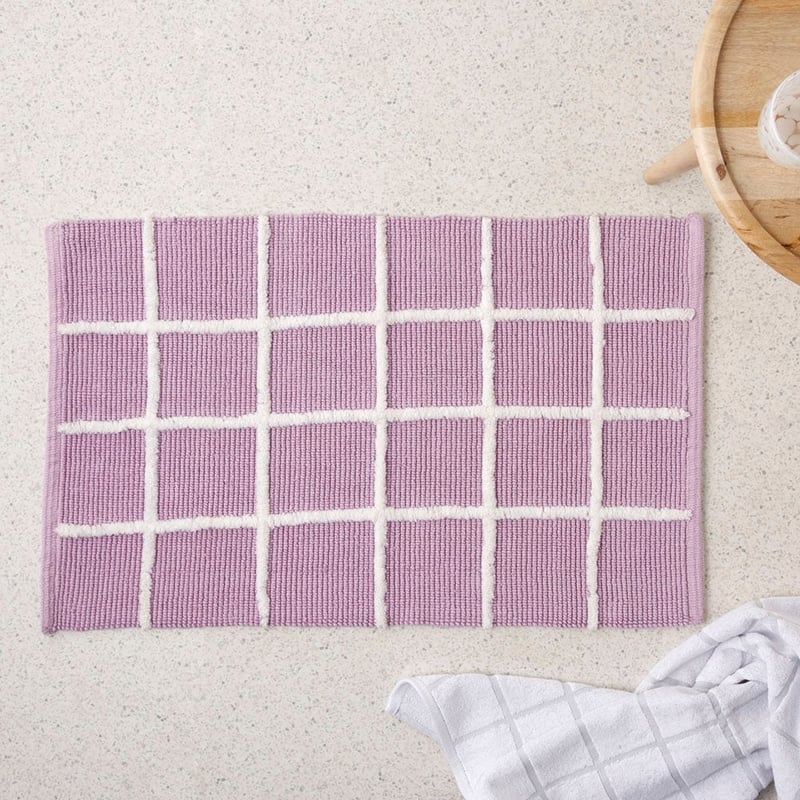 Nelson Check Lilac Bath Mat
