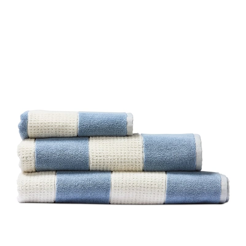 Waffle Stripe French Blue & Natural Towel Range