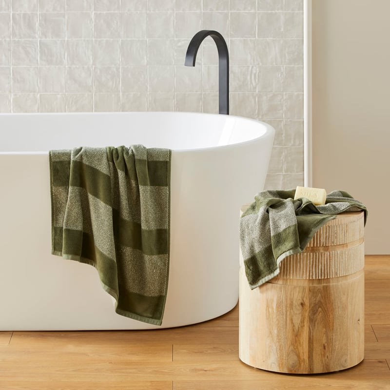Indiana Avocado Velour Stripe Towel Range