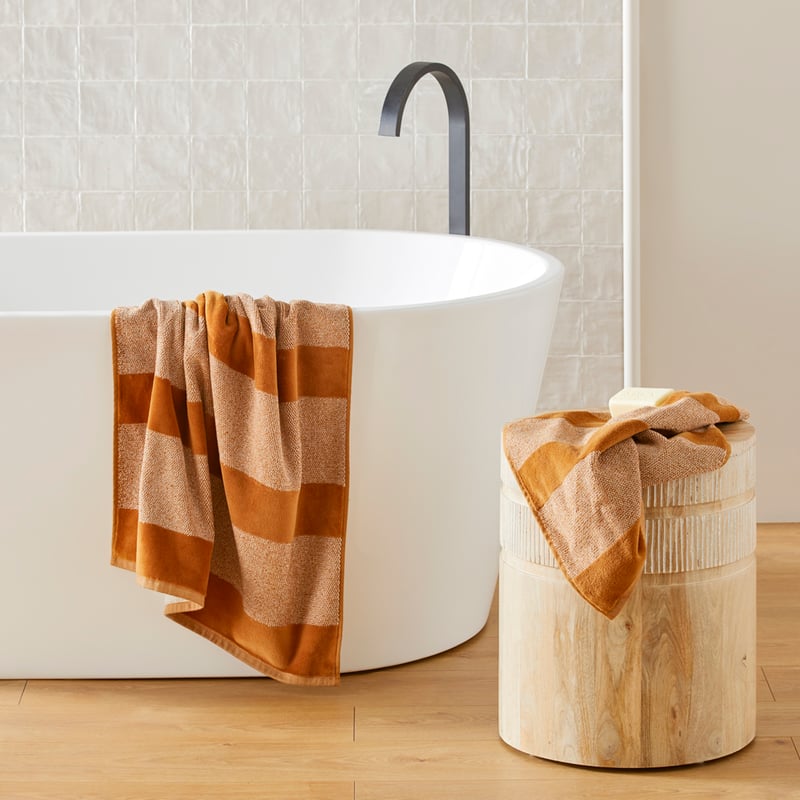 Indiana Ginger Velour Stripe Towel Range