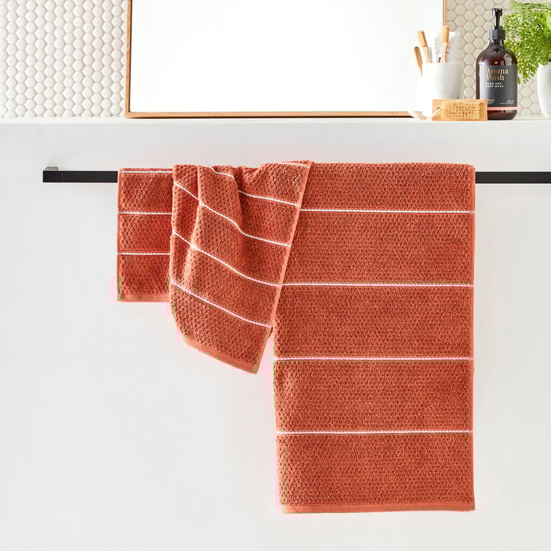Dakota Cinnamon Stripe Bath Towel Range