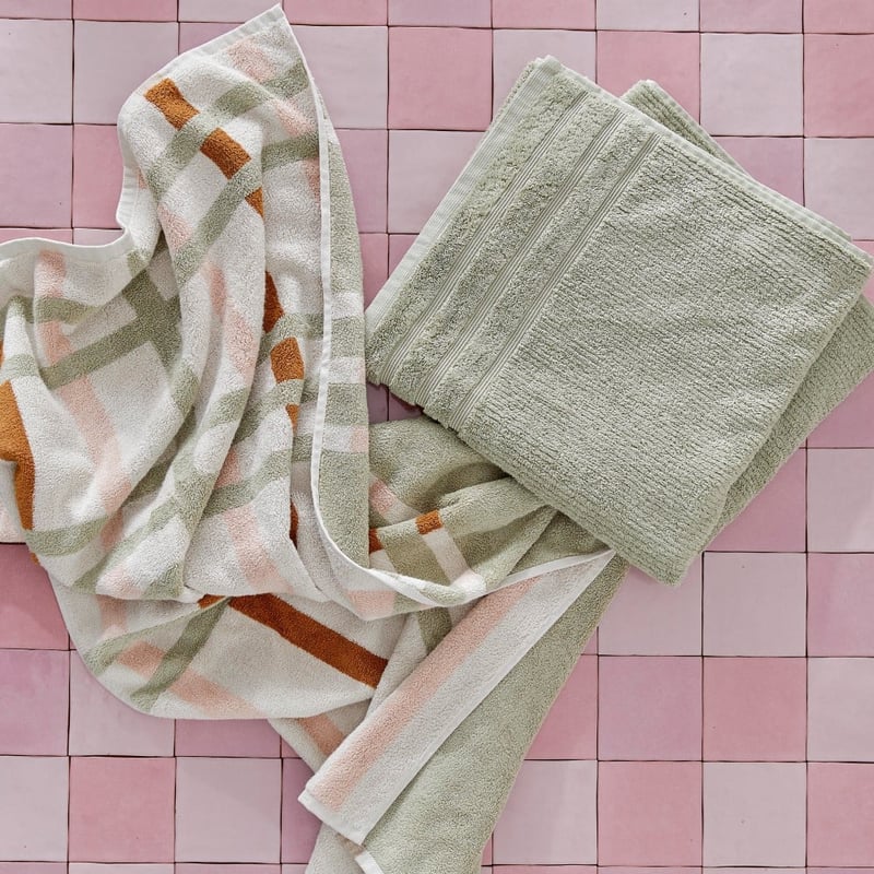 Dylon Nude Pink Multi Stripe Check Towel Range