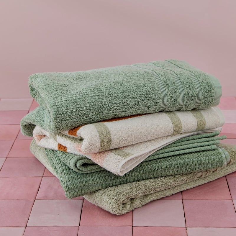 Dylon Nude Pink Multi Stripe Check Towel Range