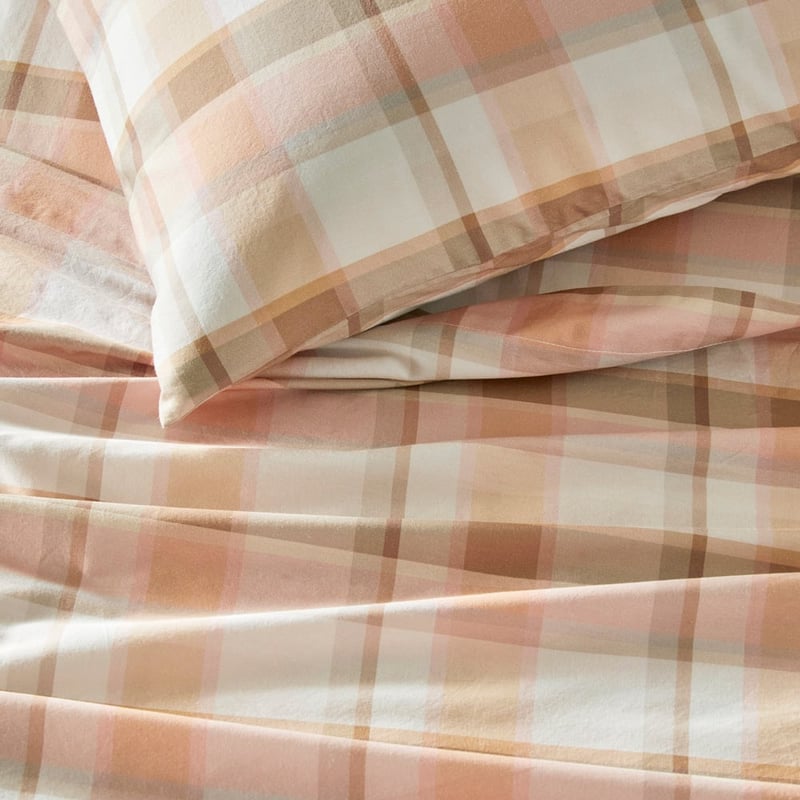 Joyful Check Toffee Printed Sheet Set
