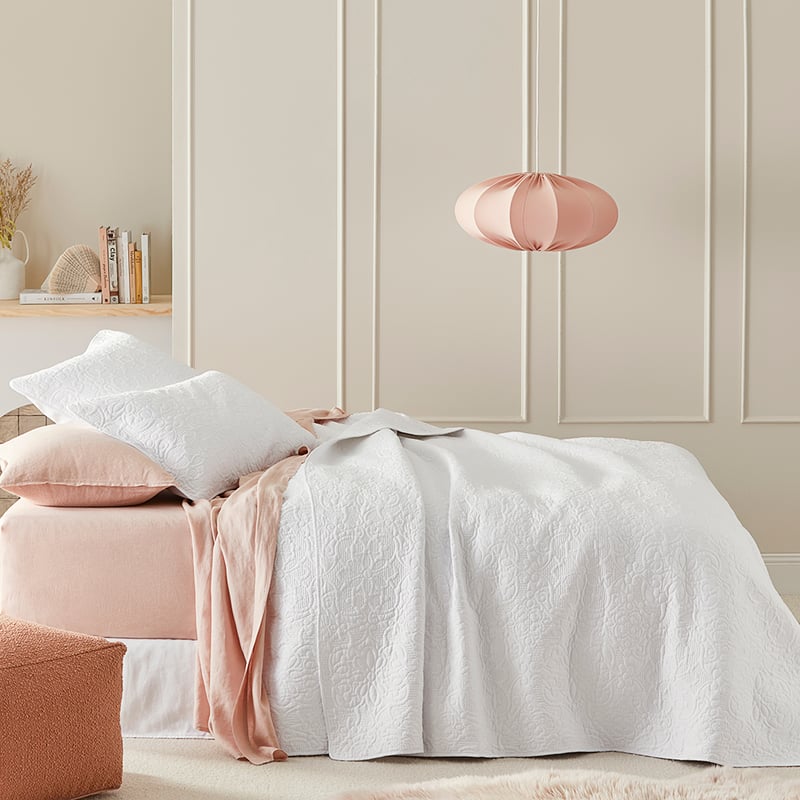 Chloe White Quilted Coverlet Separates