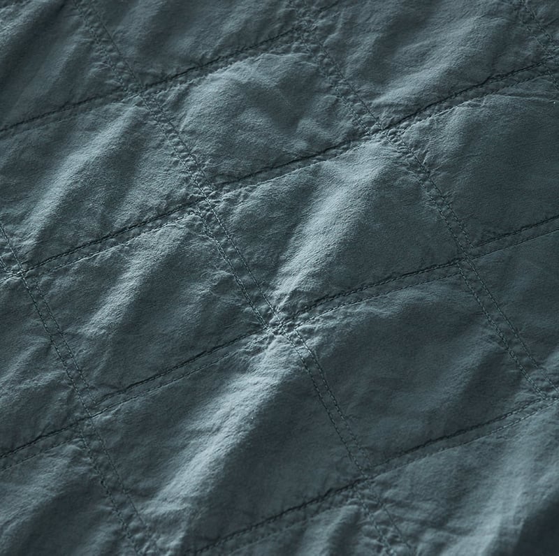 Stonewashed Cotton Dark Slate Quilted Coverlet Separates