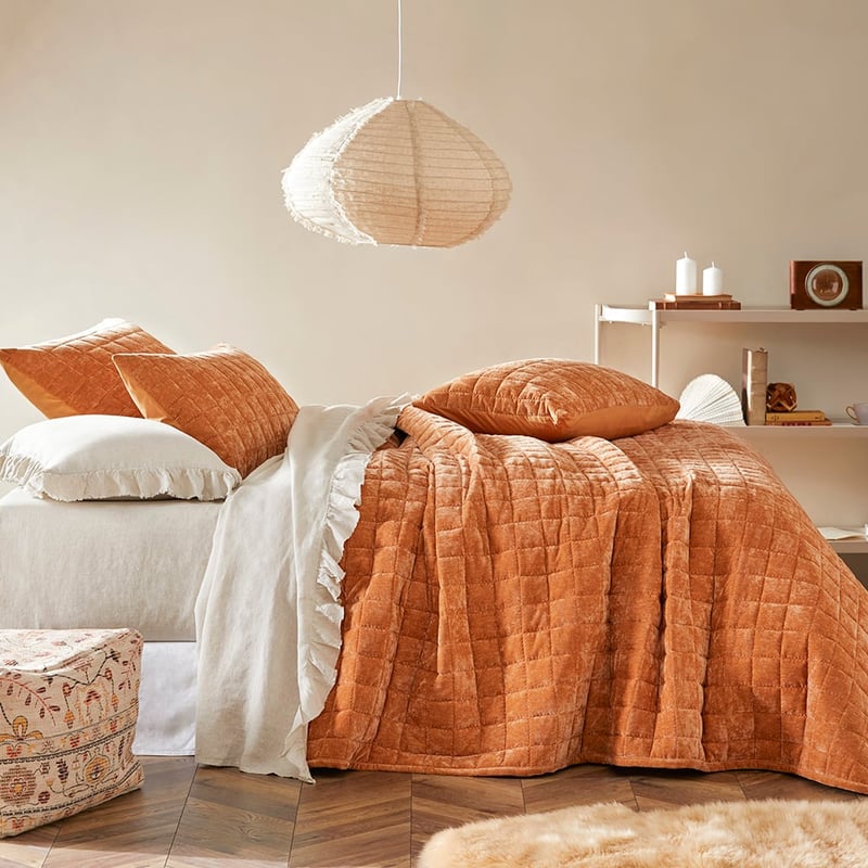 Dylan Cinnamon Velvet Quilted Coverlet Separates