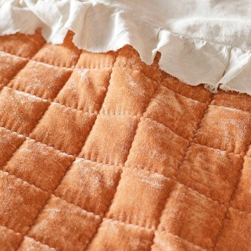 Dylan Cinnamon Velvet Quilted Coverlet Separates
