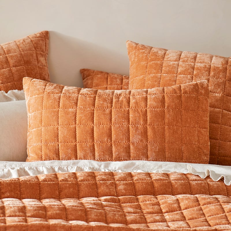 Dylan Cinnamon Velvet Quilted Pillowcases
