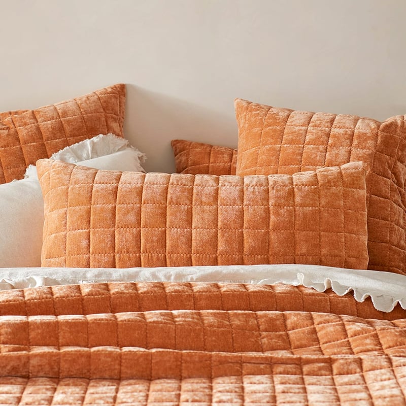 Dylan Cinnamon Velvet Quilted Pillowcases