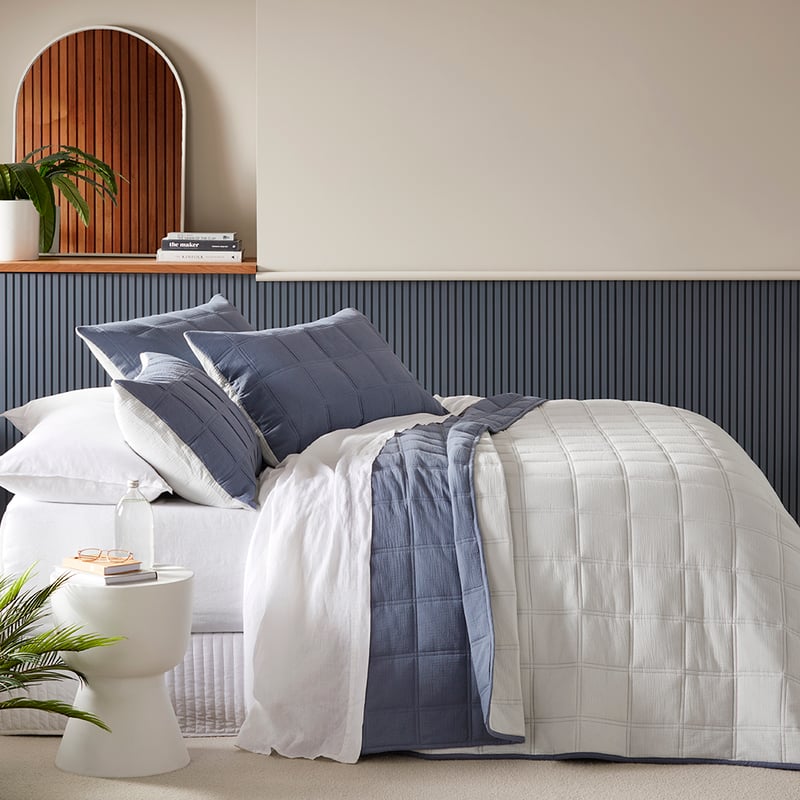 Crinkle Cotton Denim Quilted Coverlet Separates