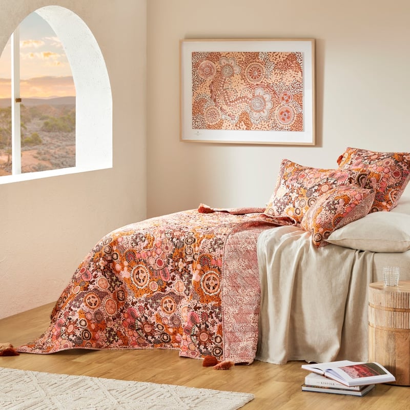 Cungelella Kalkatungu Sunbaked Pink Quilted Pillowcases