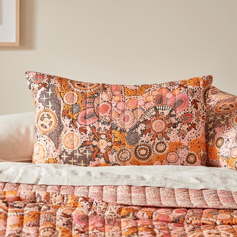 Cungelella Kalkatungu Sunbaked Pink Quilted Pillowcases