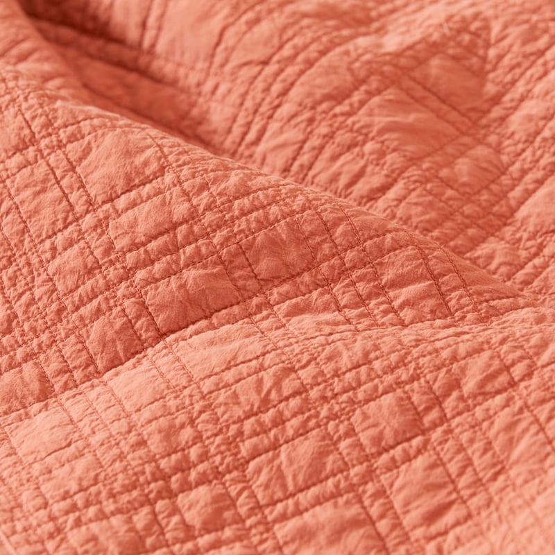 Stonewashed Cotton Paprika Quilted Coverlet Separates