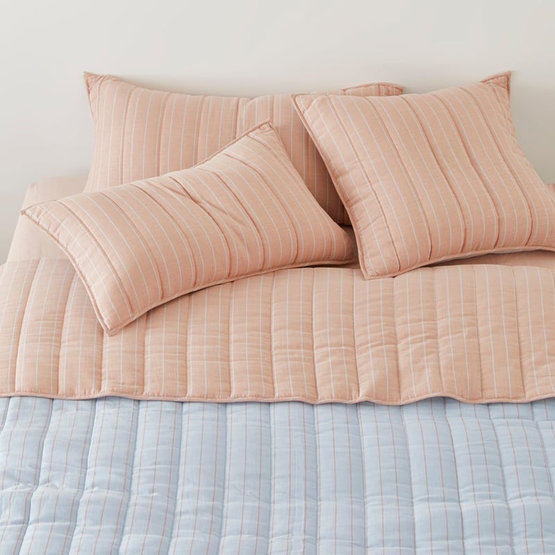 Cove Sky Blue Stripe Quilted Coverlet Separates