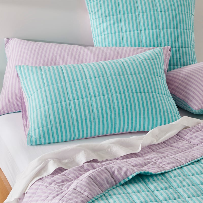 Carrie Aquamarine Stripe Quilted Coverlet Separates