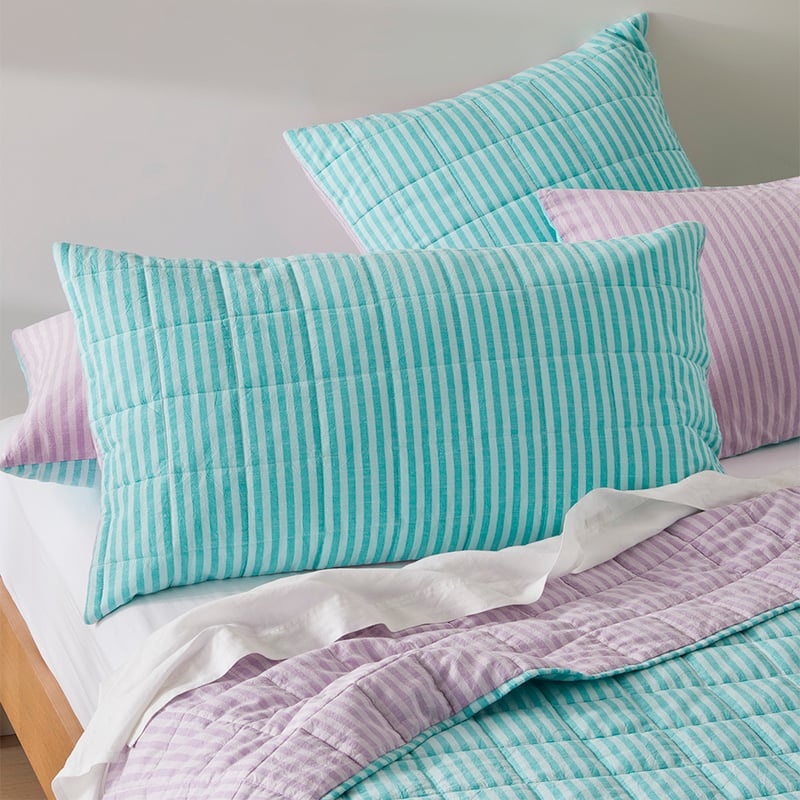 Carrie Aquamarine Stripe Quilted Coverlet Separates