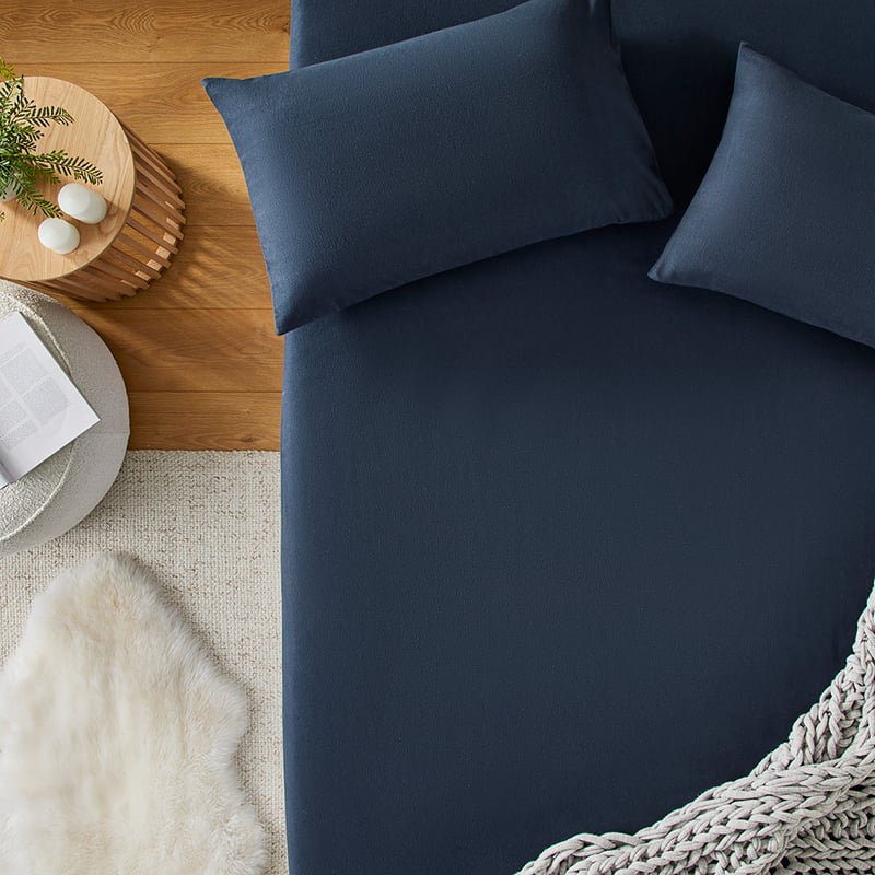 Flannelette Navy Plain Dye Pillowcases