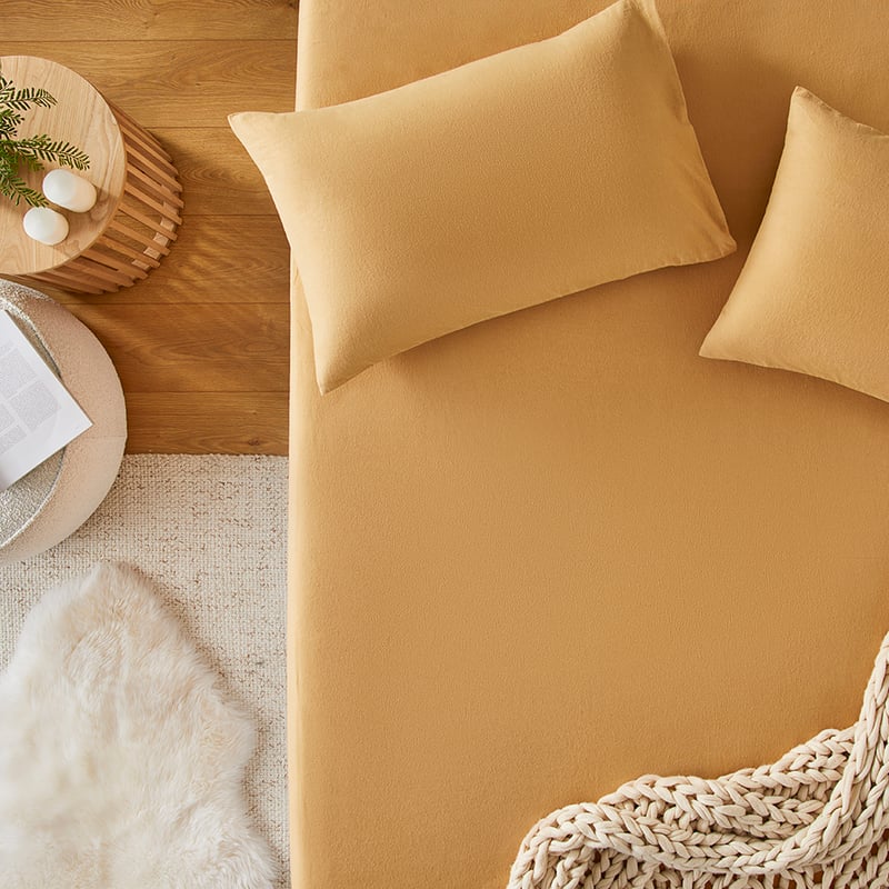 Flannelette Mustard Plain Dye Pillowcases