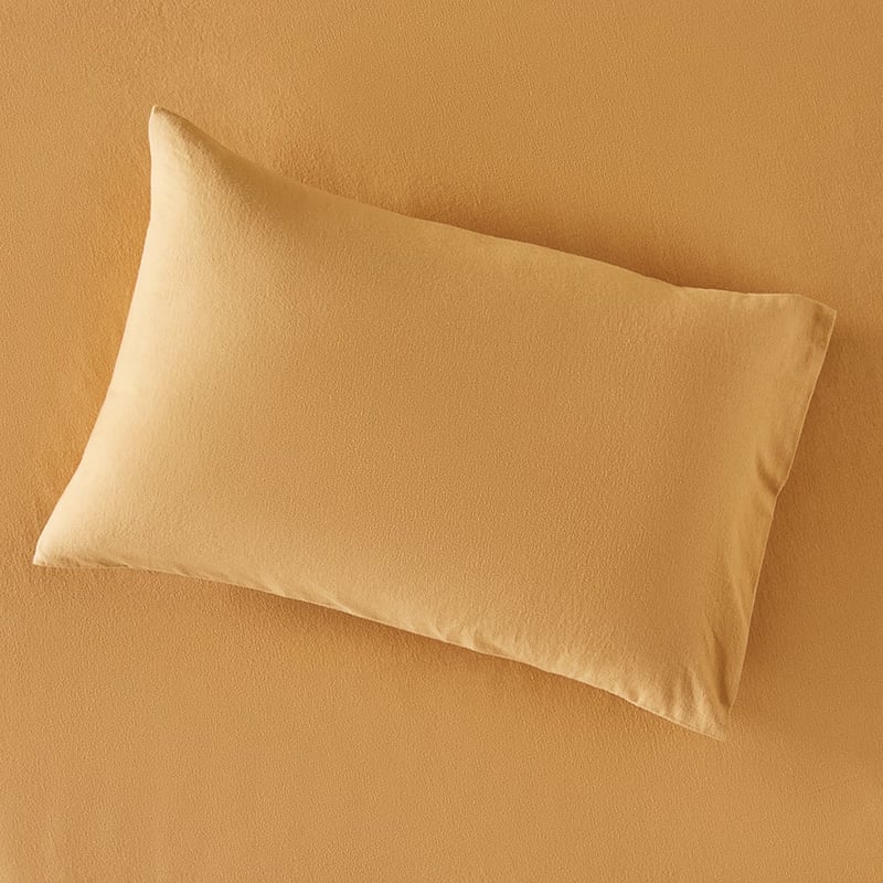 Flannelette Mustard Plain Dye Pillowcases