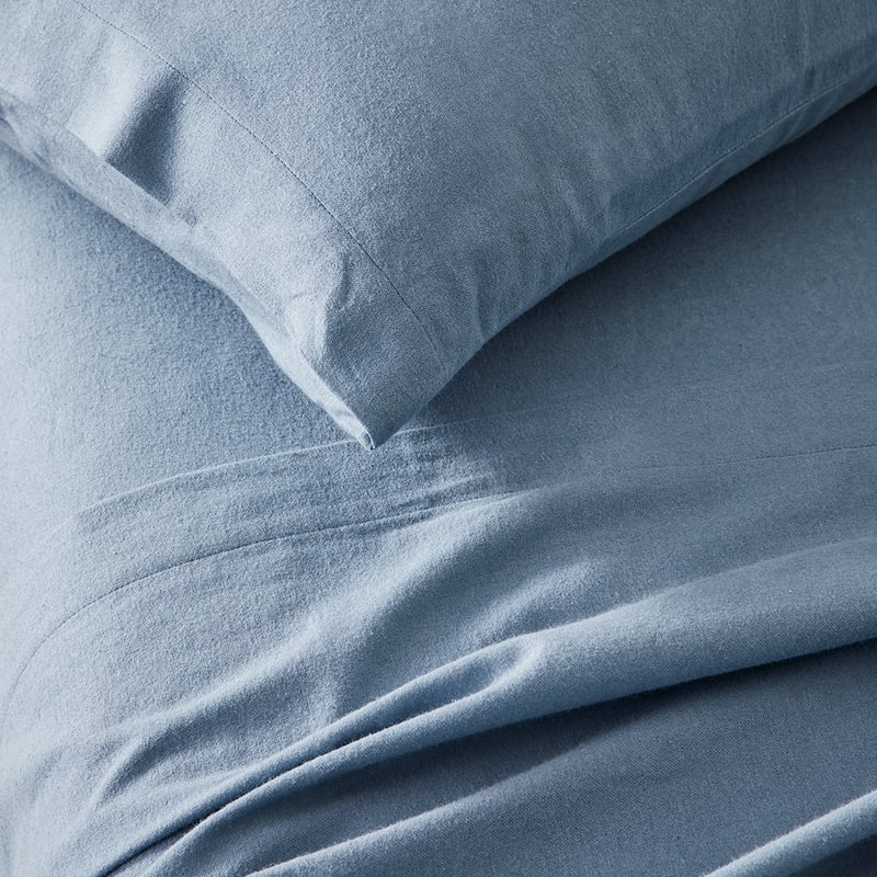 Flannelette Plain Dyed Blue Sheet Set