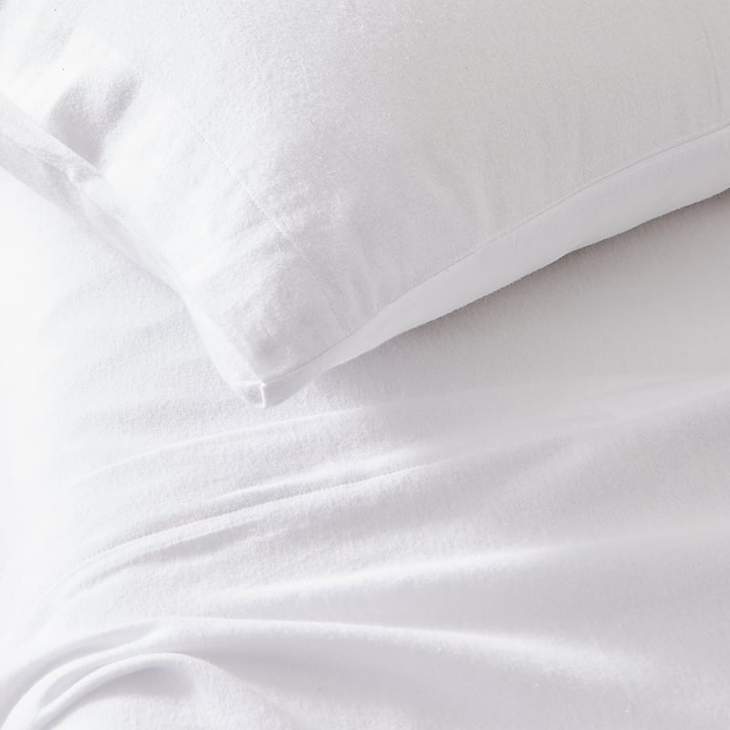 Flannelette Plain Dyed White Sheet Set