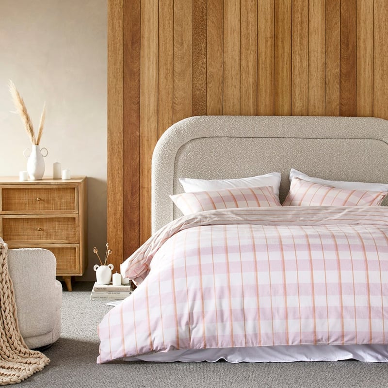 Flannelette Zara Check Pink Printed Quilt Cover Set