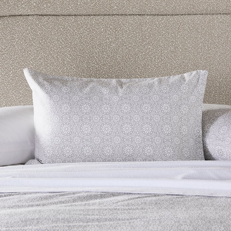 Flannelette Printed Moroccan Tile Silver Quilt Cover Set