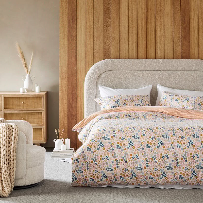 Flannelette Printed Pink Ditsy Floral Quilt Cover Set