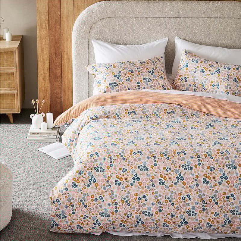 Flannelette Printed Pink Ditsy Floral Quilt Cover Set