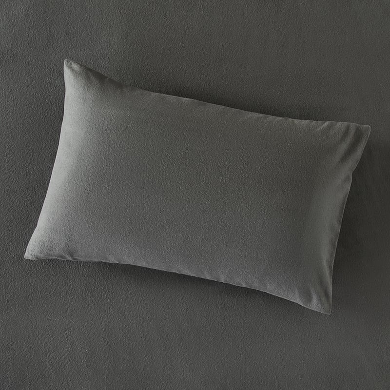 Flannelette Charcoal Plain Dye Pillowcase