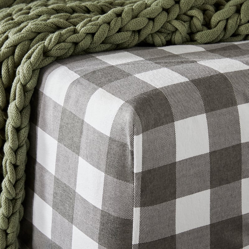 Flannelette Charcoal Check Printed Sheet Separates
