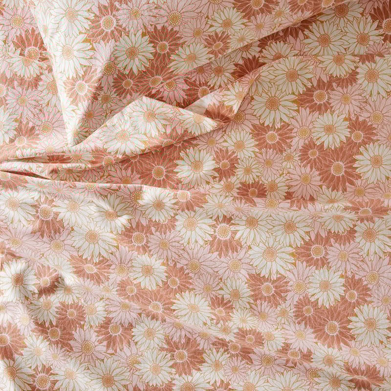 Flannelette Printed Daisy Dreams Pink Sheet Set