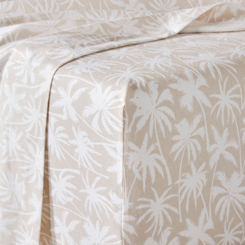 Flannelette Printed Soft Palms Sand Sheet Set