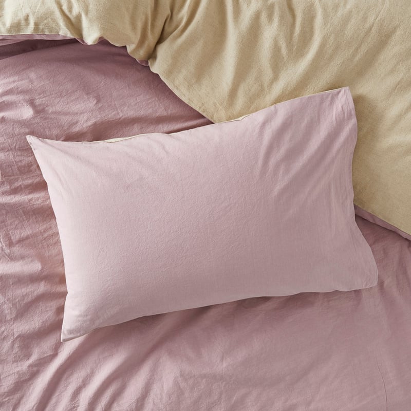 Olsen Linen Cotton Natural & Mauve Quilt Cover Set