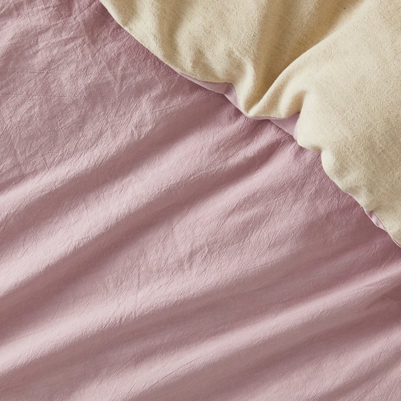 Olsen Linen Cotton Natural & Mauve Quilt Cover Set