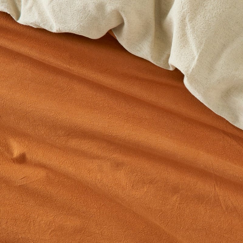 Olsen Linen Cotton Natural & Rust Quilt Cover Set