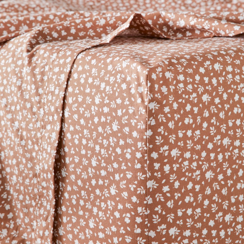 Printed Clay Floral Cotton Washed Sheet Set